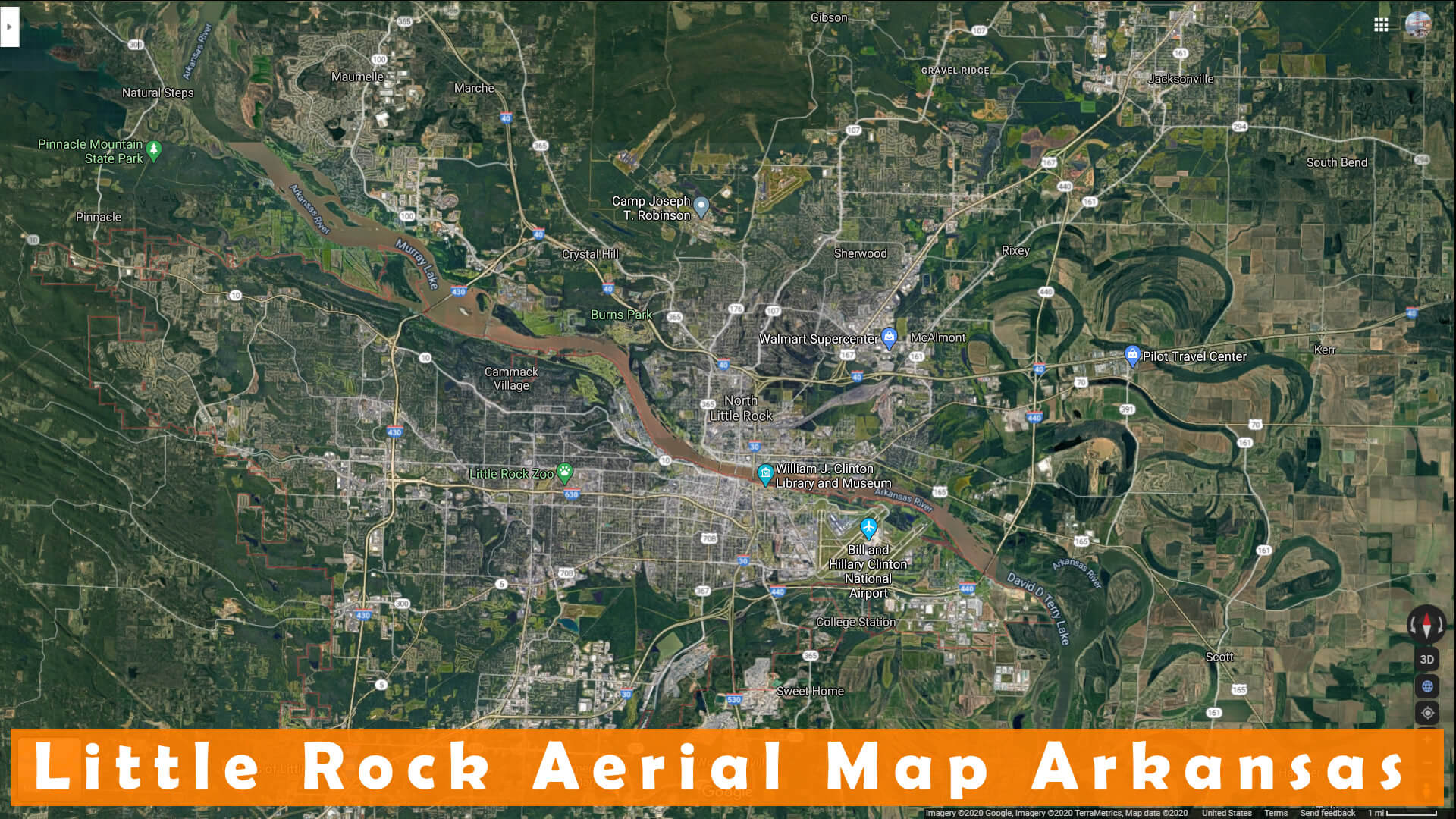 Little Rock Aerial Map Arkansas